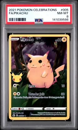 2021 POKEMON CELEBRATIONS #005 FULL ART/PIKACHU PSA 8 - Image 1