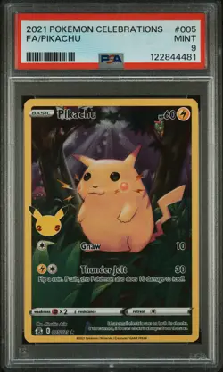 2021 POKEMON CELEBRATIONS #005 FULL ART/PIKACHU PSA 9 - Image 1