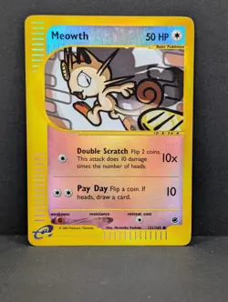 Meowth 121/165 Expedition Base Set Reverse Holo Rare Pokemon TCG Nintendo MP+ - Image 1