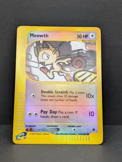 Meowth 121/165 Expedition Base Set Reverse Holo Rare Pokemon TCG Nintendo MP+ - Image 3