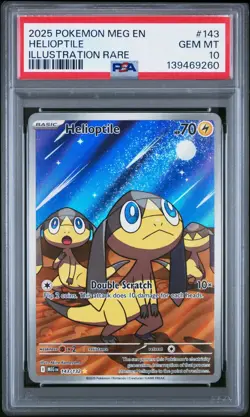 PSA 10 Gem Mint Helioptile 143/132 Illustration Rare Mega Evolution 2025 Pokemon - Image 1