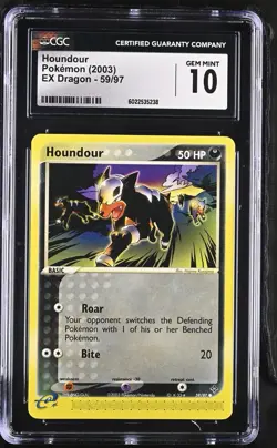 2003 Houndour 59/97 EX Dragon E Reader Pokemon Card *LOW POP* CGC 10 GEM PSA - Image 1