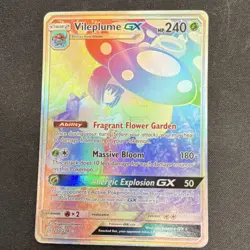Pokemon Vileplume GX Rainbow Rare Full Art 250/236 Sm-Cosmic Eclipse Holo 240 HP - Image 1