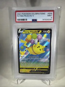 2021 POKEMON TCG CELEBRATIONS #006 FLYING PIKACHU V PSA 9 MINT - Image 1