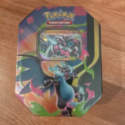Pokemon TCG Mega Charizard X EX Tin Sealed In Hand - Image 1