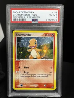 Pokemon Charmander Holo Secret Rare Card 113/112 FireRed & LeafGreen PSA 8 - Image 1