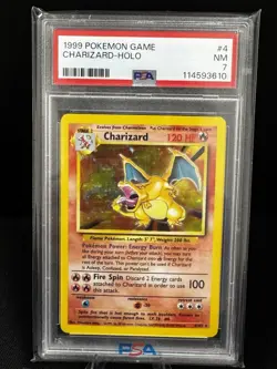 1999 POKEMON BASE SET UNLIMITED #4 CHARIZARD-HOLO PSA 7 - Image 1