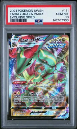 2021 POKEMON SWORD & SHIELD EVOLVING SKIES #111 FULL ART/RAYQUAZA VMAX PSA 10 - Image 1