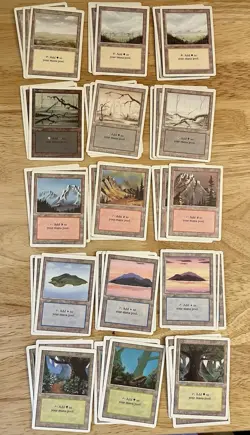 * MTG REVISED Edition (1994) * 45 BASIC LAND cards LOT - Magic the Gathering *NM - Image 1