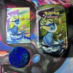 Pokemon TCG Prismatic Evolutions Vaporeon EMPTY Mini Tin *NO PACKS INCLUDED* - Image 1