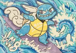 Favorite Pokemon Mini-Lot: Wartortle Common TCG Sticker Tattoo and Original Art - Image 2