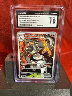 Pokemon Team Rocket's Houndoom 191/182 Destined Rivals Illustration Rare CGC 10 - Image 1