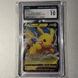 Pokemon Pikachu v SWSH061 Black Star Promo Holo Full Art 2021 CGC Gem Mint 10 - Image 1