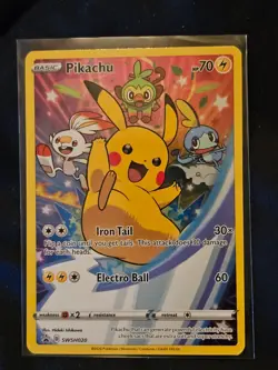 2020 Pokemon Pikachu SWSH020 Sword & Shield Black Star Full Art Promo - Image 1