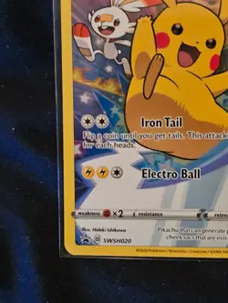 2020 Pokemon Pikachu SWSH020 Sword & Shield Black Star Full Art Promo - Image 5