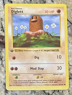 Pokemon TCG Diglett 47/102 1st Edition Base Set (Shadowless) - Image 1