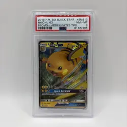 2019 Pokemon SM Black Star Raichu GX Promo - Hidden Fates Tins PSA8 - Image 1