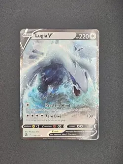 Pokemon TCG Lugia V 138/195 Rare Silver Tempest Sword & Shield Holo Foil Card - Image 1