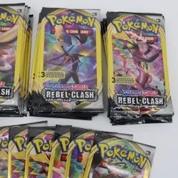 Lot (56) Pokemon TCG Sword & Shield Rebel Clash Mini Booster Packs, 3 Cards Each - Image 3