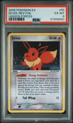 Pokemon Eevee Reverse Foil Unseen Forces #55 Graded Card PSA 6 - Image 1