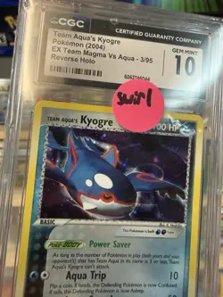 CGC 10 Team Aqua's Kyogre EX Team Magma Vs Aqua 3/95 Holo SWIRL Pokemon Card - Image 2