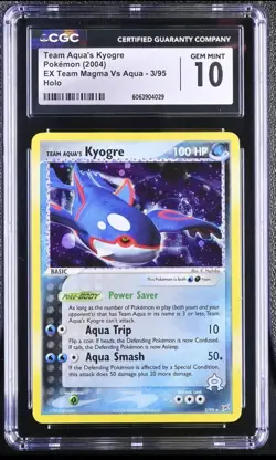 CGC 10 Team Aqua's Kyogre EX Team Magma Vs Aqua 3/95 Holo SWIRL Pokemon Card - Image 3