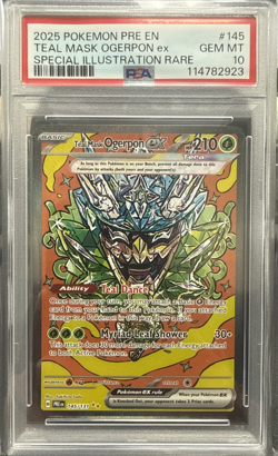 2025 Pokemon Prismatic Evolutions TEAL MASK OGERPON EX 145/131 SIR PSA 10 - Image 1