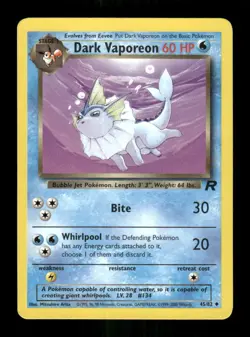 Pokemon Dark Vaporeon Uncommon Team Rocket 45/82 LP - Image 1