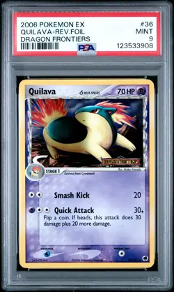 2006 POKEMON EX DRAGON FRONTIERS #36 QUILAVA-REVERSE FOIL PSA 9 - Image 1