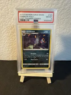 2018 Pokemon Umbreon #120 Cosmos Holo SM: Lost Thunder LOW POP PSA 8 - Image 1