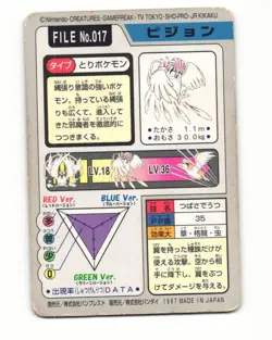 Pidgeotto No. 017 1997 Bandai Carddass Series 3-4 Pokemon Japanese HP - Image 2