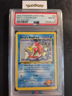 First Edition 2000 Pokemon Gym Challenge 88/132 Misty's Magikarp PSA NM-MT 8 - Image 1