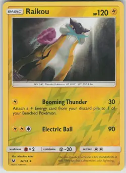 Pokemon TCG Raikou Holo Rare Reverse Holo Shining Legends 32/73 - Image 1