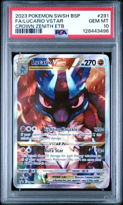 2023 POKEMON SWSH BLACK STAR PROMO #291 FA/LUCARIO VSTAR PSA 10 (496 - Image 1