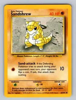 Sandshrew 062/102 Common Base Set LP - NM Pokemon TCG - Image 1