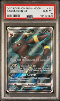 Pokemon Umbreon GX 142/149 Full Art Sun & Moon Base Set PSA 10 GEM MINT - Image 1