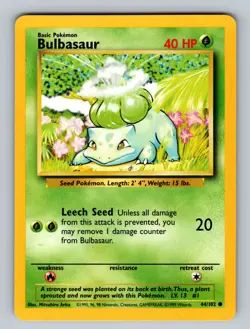 Bulbasaur 044/102 Common Base Set LP - NM Pokemon TCG - Image 1