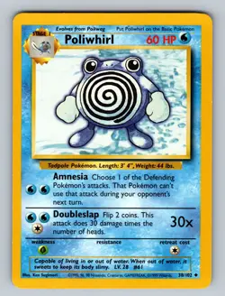 Poliwhirl - 038/102 Uncommon Base Set - LP - NM Pokemon TCG - Image 1
