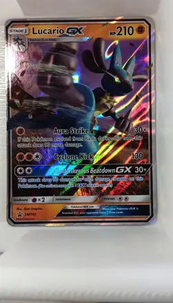 Pokemon Lucario GX SM100 Promo Holo 2018 210 HP Stage 1 Fighting Pokemon TCG - Image 1