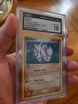 (TOP POP 7) CGC 10 GEM MINT Rhyhorn Ex Hidden Legends Pokemon HOLO 70/101 - Image 1
