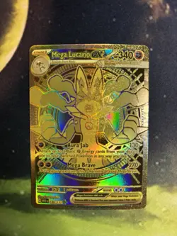 Mega Lucario EX 188/132 Mega Evolution Hyper Rare Gold Card Pokemon TCG - Image 1