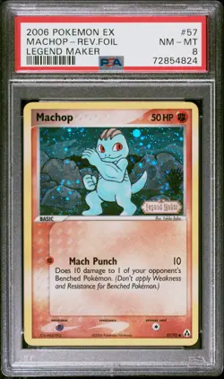 Pokemon Card Machop 57/92 Reverse Holo EX Legend Maker PSA 8 NM-MT - Image 1