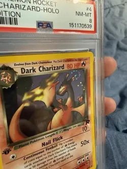 Dark Charizard 4/82 Pokemon Team Rocket 1st Edition Holo *SWIRL* PSA 8 - Image 2