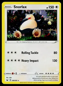 Snorlax 140/202 Cosmo Holo Rare Sword & Shield Pokemon Near Mint - Image 1