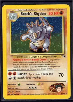 Brock's Rhydon 2/132 Holo Rare Gym Heroes Pokemon Near Mint - Image 1