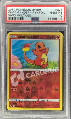 CARTA POKEMON CHARMANDER 023/185 REV. VIVID VOLTAGE ENG PSA 10 TCG CARD - Image 1