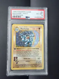 1999 Pokemon Base Set 1st Edition Shadowless Machamp Holo 8/102 PSA 6 - Image 1
