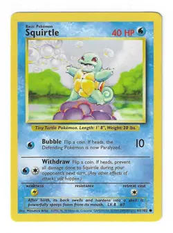Squirtle 63/102 - Base Set - 4th print - Pokemon TCG - WoTC - 1999-2000 - LP - Image 1