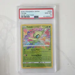 Pokemon 2020 Swsh04 Vivid Voltage Celebi 009/185 Amazing Rare Holo PSA 10 60 HP - Image 1