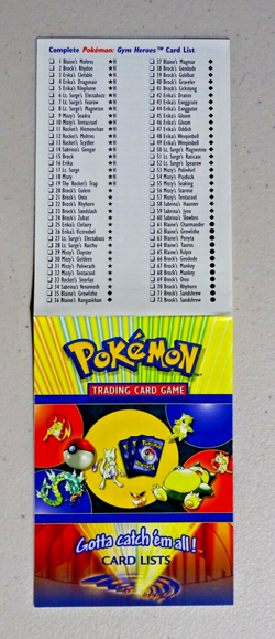 Rare Vintage POKEMON Trading Card Game Card Lists Base Set To Gym Heroes Unused - Image 2